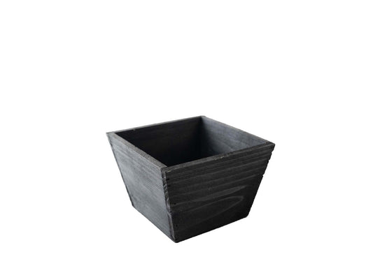 4" Wooden Box Planter - Black