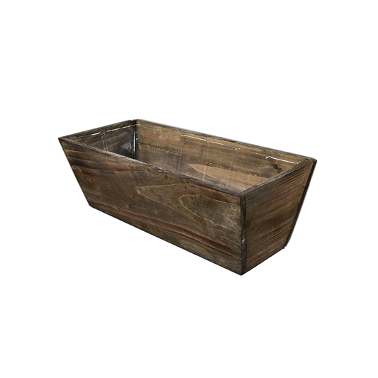 14" Rectangular Tapered Brown Wood Planter