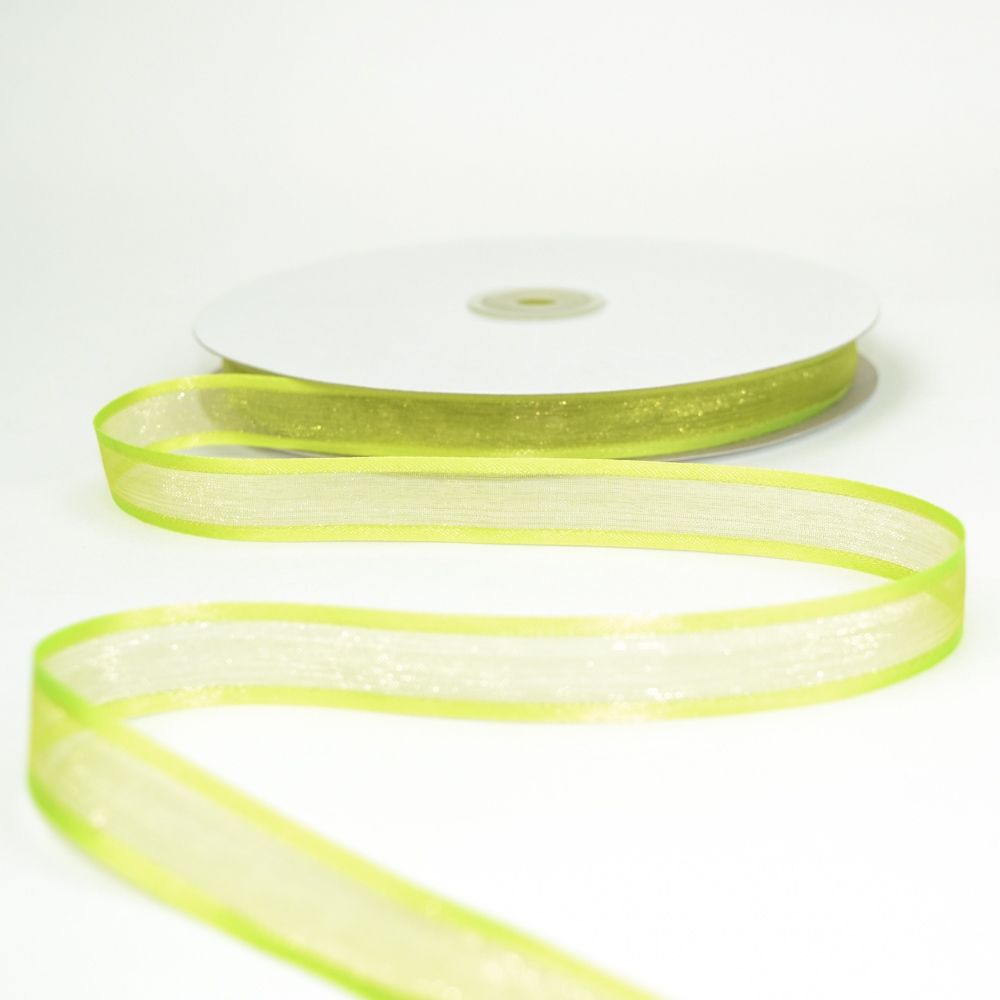 5/8in Nylon Sheer Ribbon Lime Yellow, 100 yards