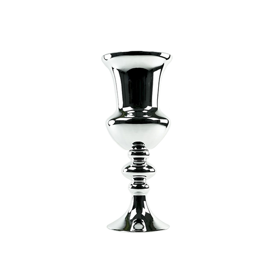 17 inch Silver Mirrored Glass Classic Pedestal – Silver