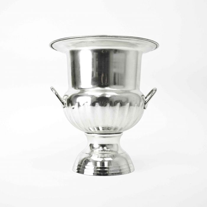 10" Metal Urn Vase for Flowers - Silver Plated