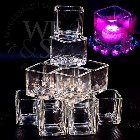 2" Square Glass Votive Holders - 24 Pack
