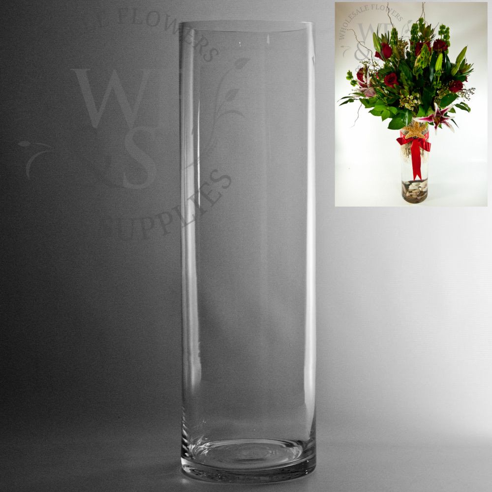 Tall Glass Cylinder Vase 20-inch x 6-inch