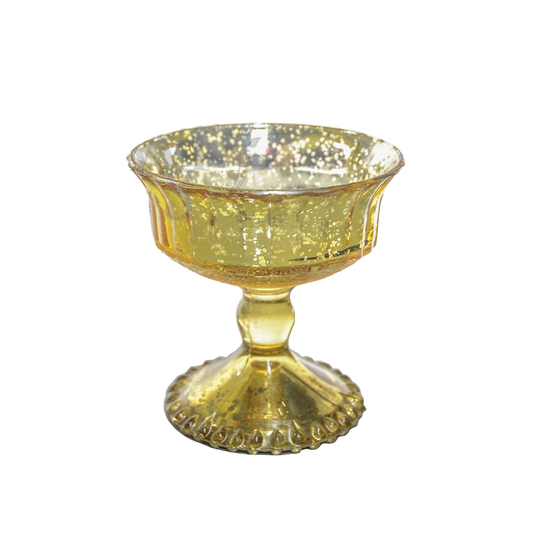 Gold Glass Pedestal Vase 4.8"