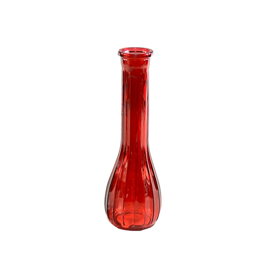 8.5-inch Red Fluted Glass Bud Vase