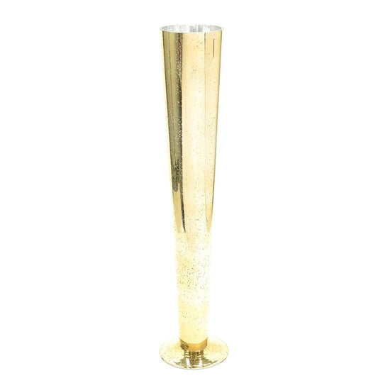 28 inch Champagne Gold Mercury Glass Pilsner Vase