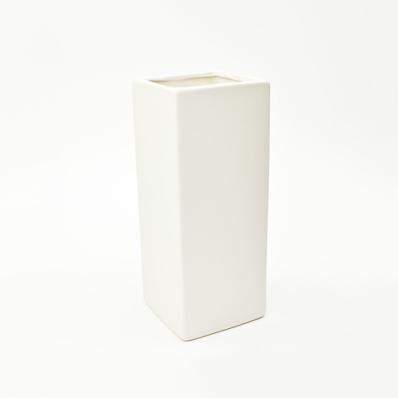 12 inch tall White Square Vase