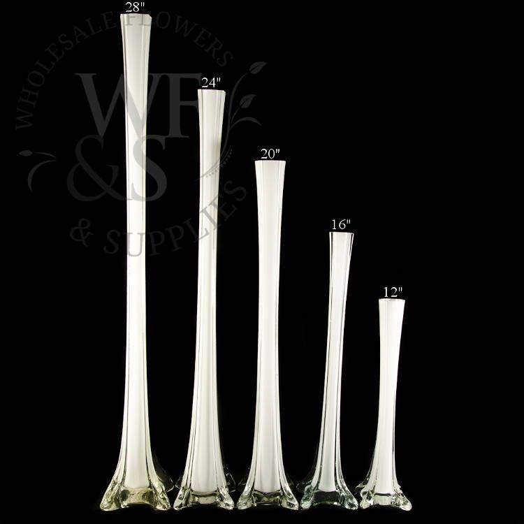 Eiffel Tower Glass Vase 24in White