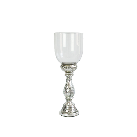 Clear Glass Vase Candle Holder Silver stem 19.5"