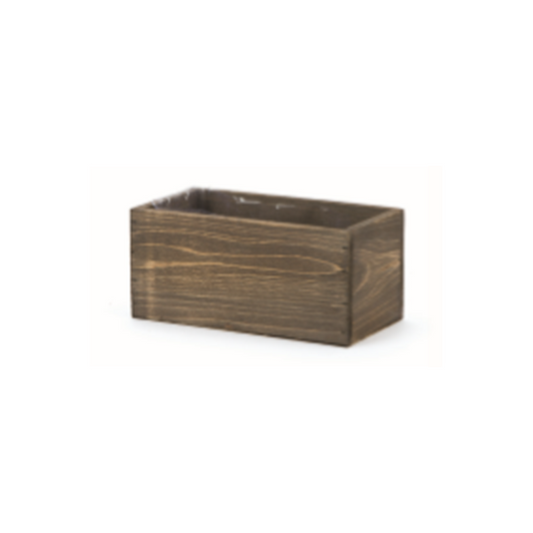 Rectangle Brown Brushed Wood Planter 3.5" Tall