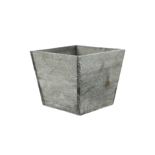 5" Vintage Wood Tapered Planter - Grey