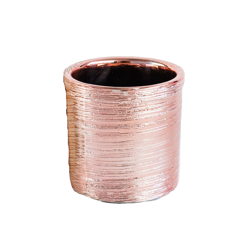 2.4 inch Etched Ceramic Vase - Silver, Gold, Pink