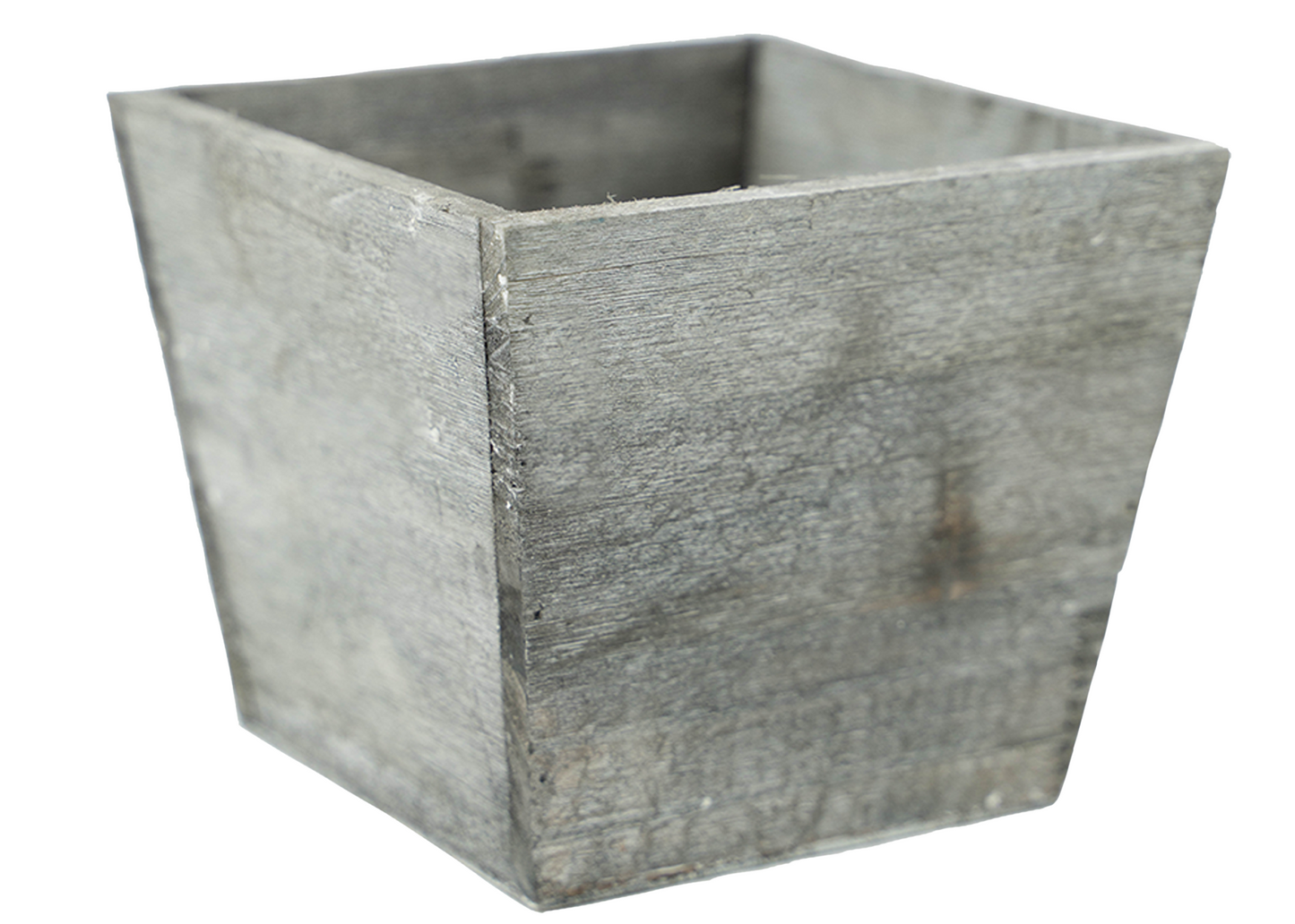 5" Vintage Wood Tapered Planter - Grey