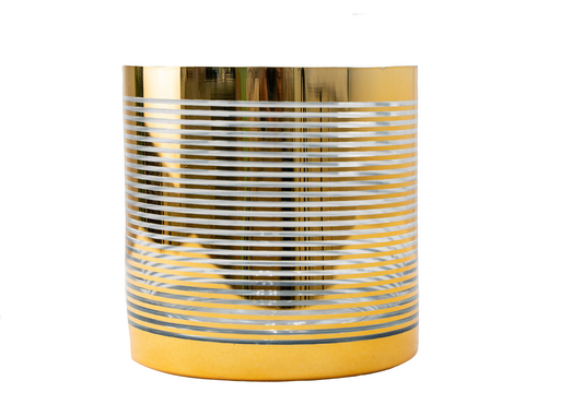 Gold Striped Cylinder Glass Vase