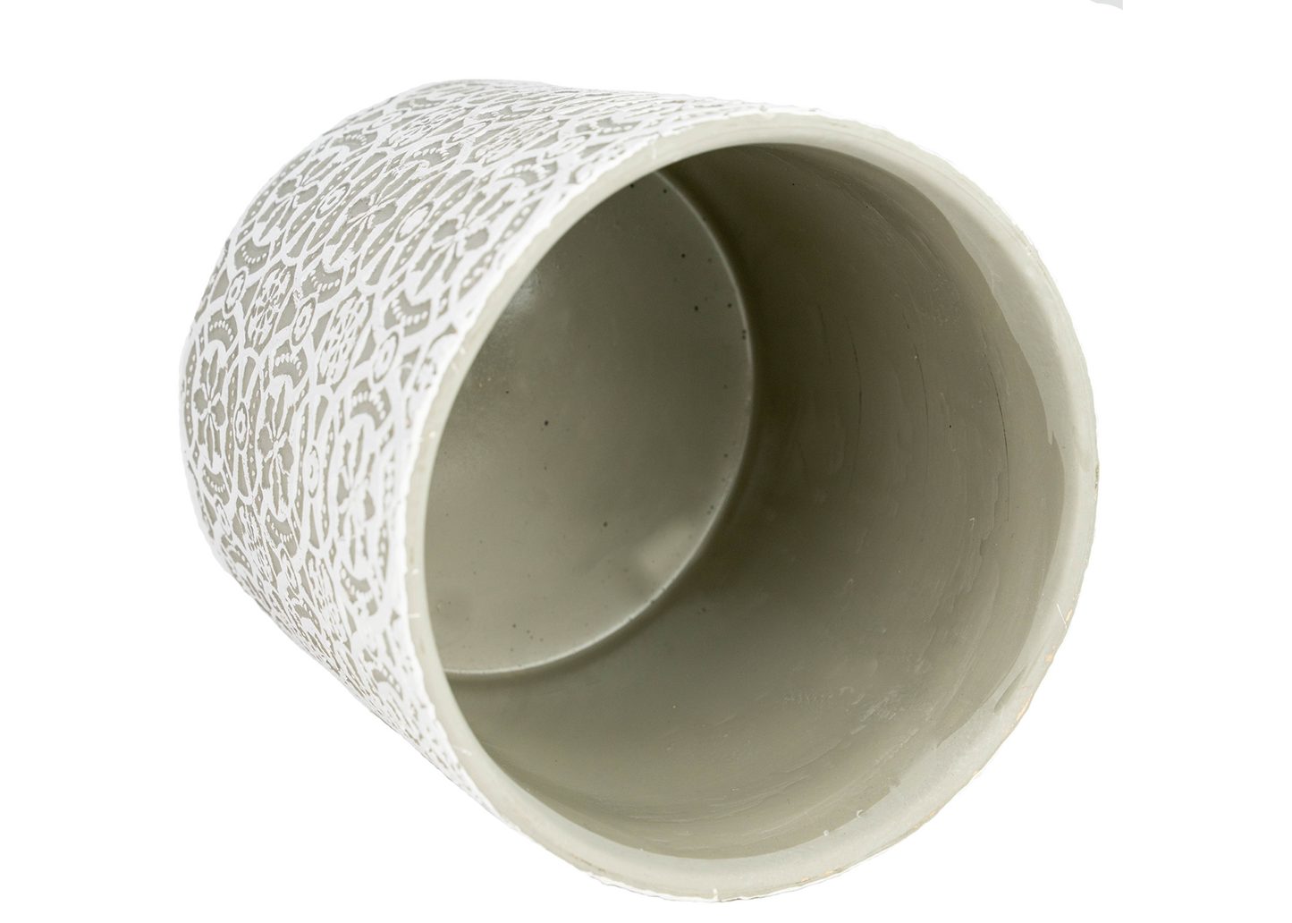 6.75" Embossed Cylinder vase - White/Gray