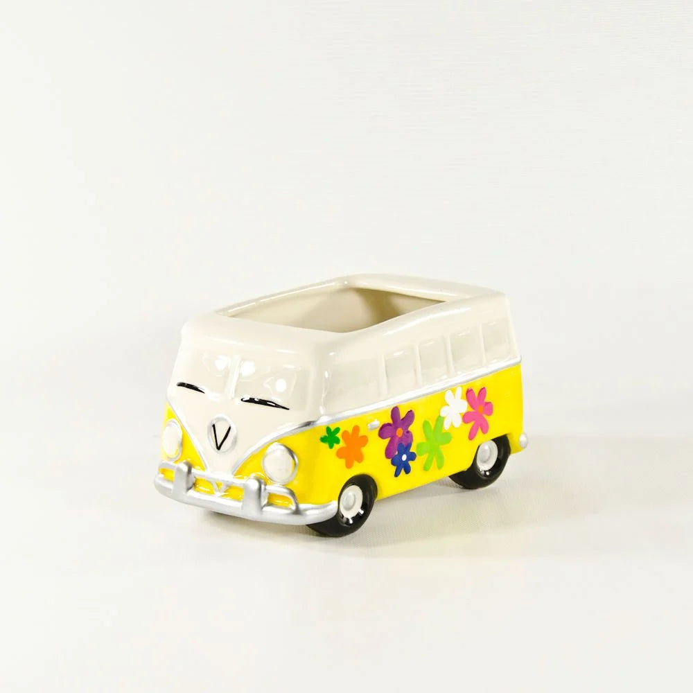 3 3/8" Flower Bus Rectangle Ceramic Vase Yellow
