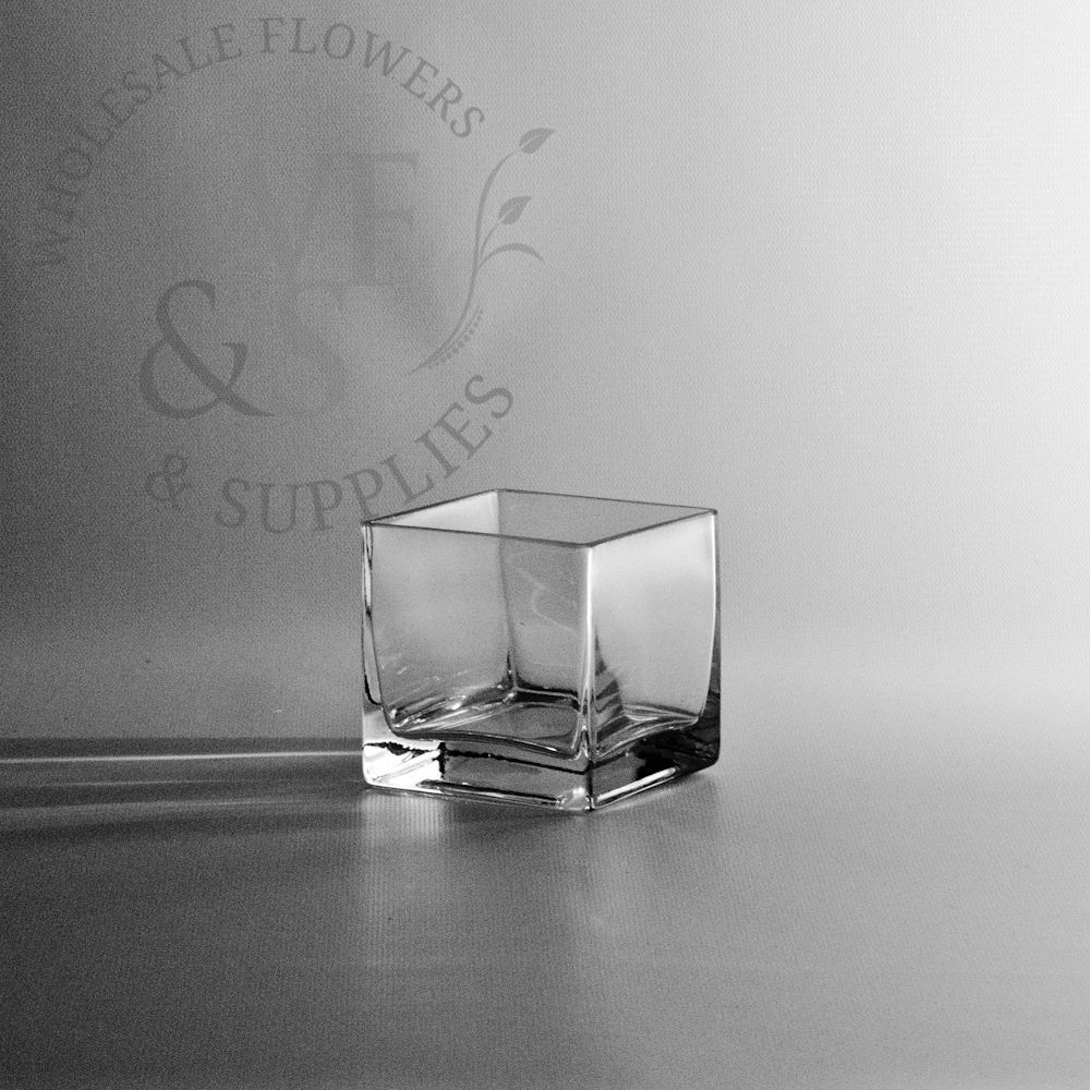 Square Glass Cube Vase 3x3