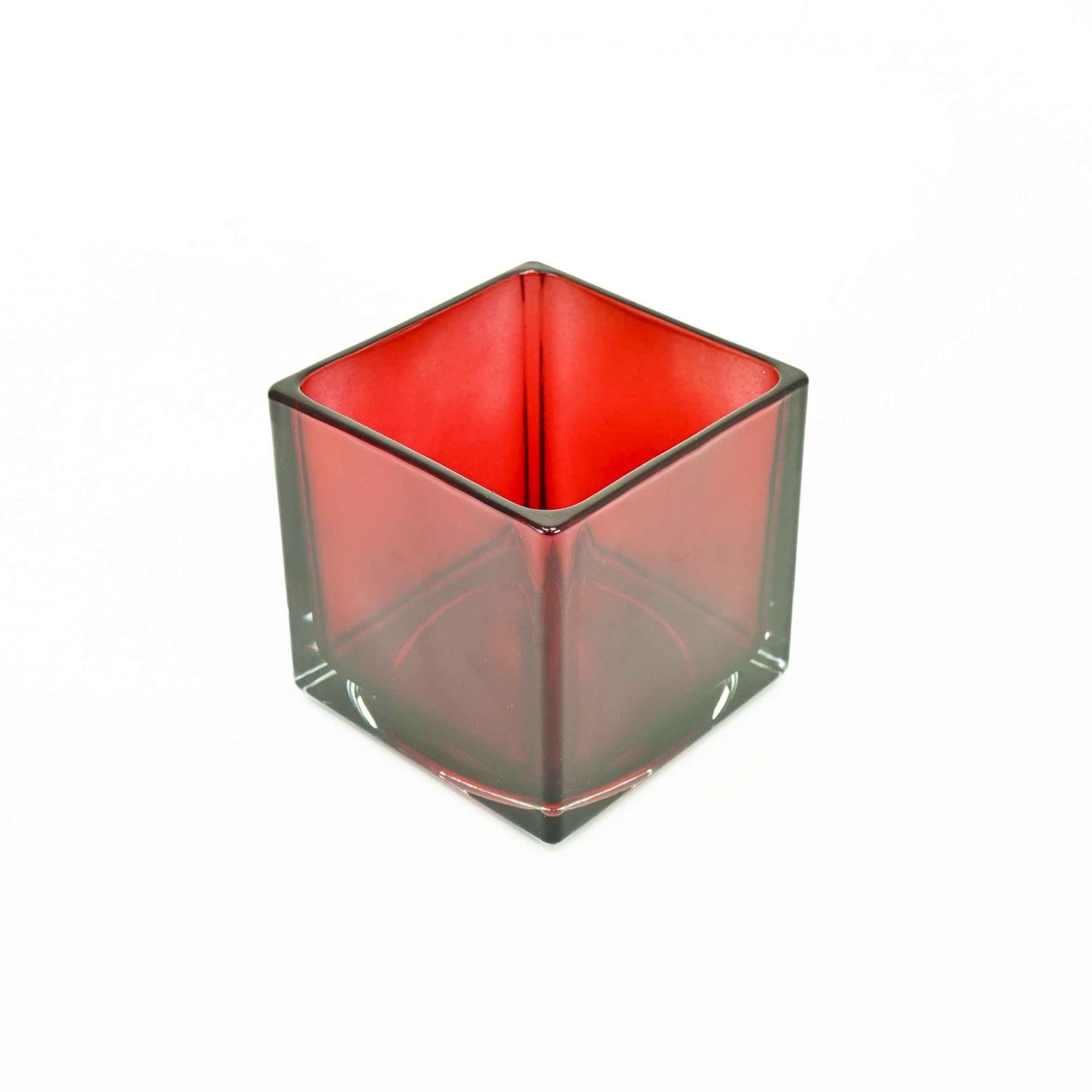5" Glass Cube Vase - Red
