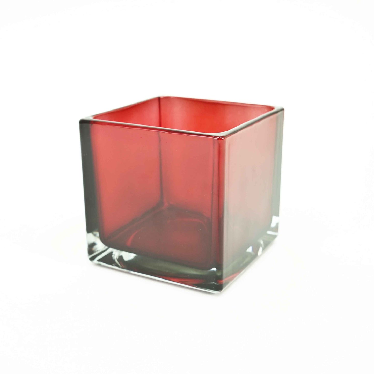 5" Glass Cube Vase - Red