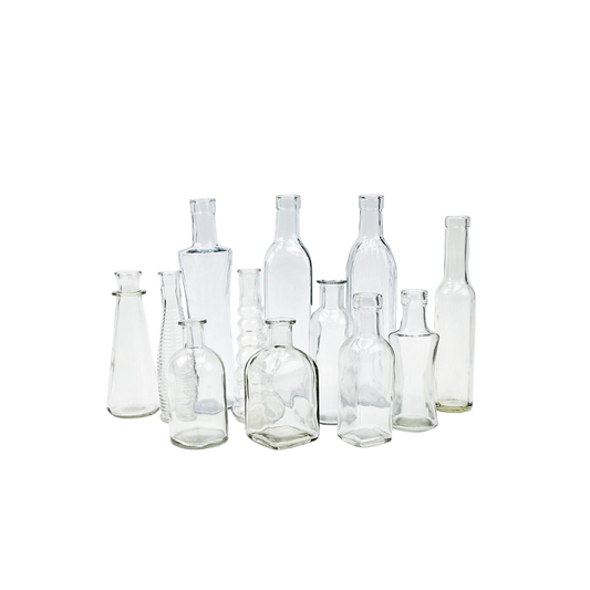 Assorted Glass Decorative Bottles 12-Piece Set