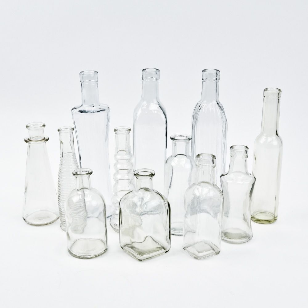 Assorted Glass Decorative Bottles 12-Piece Set