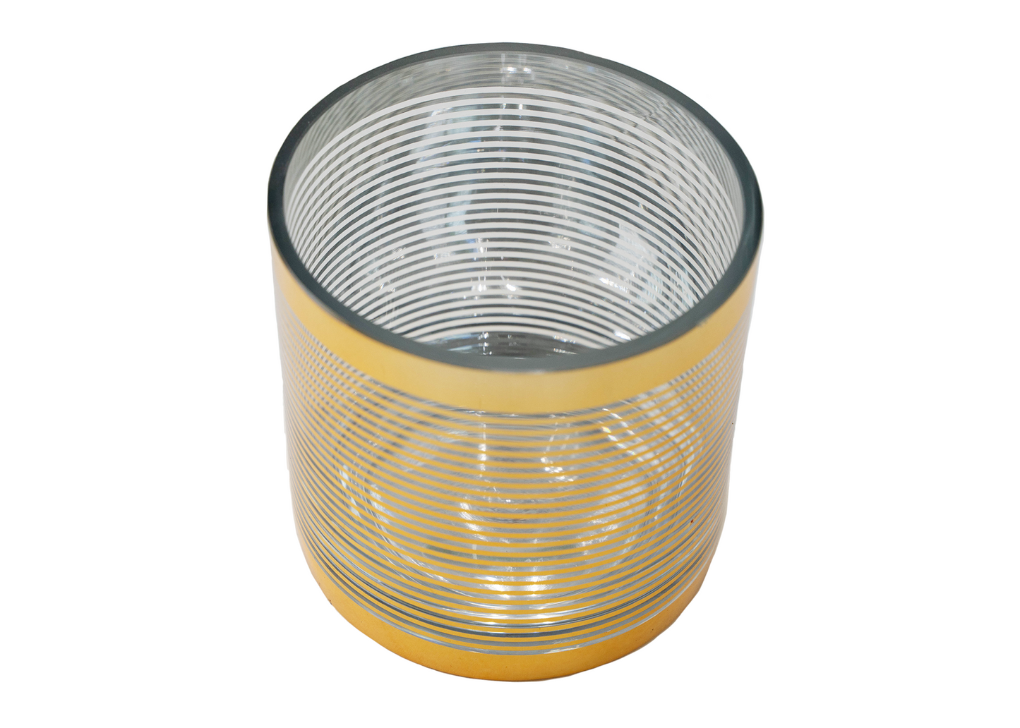 Gold Striped Cylinder Glass Vase