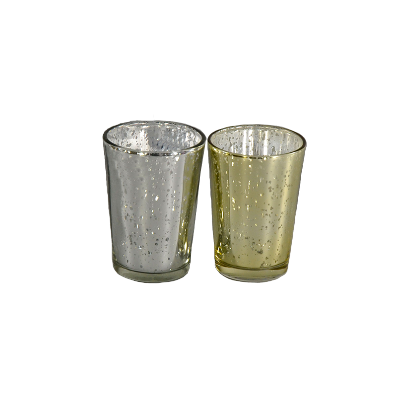 3.2" Tall Mercury Glass Antique Finish Tapered Votive Candle Holder Antique Silver