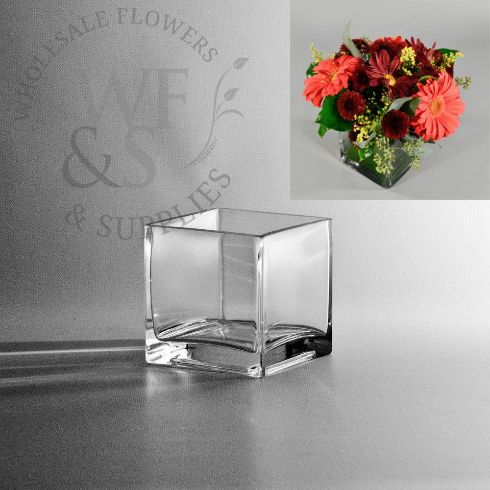 Square Glass Cube Vase 4x4