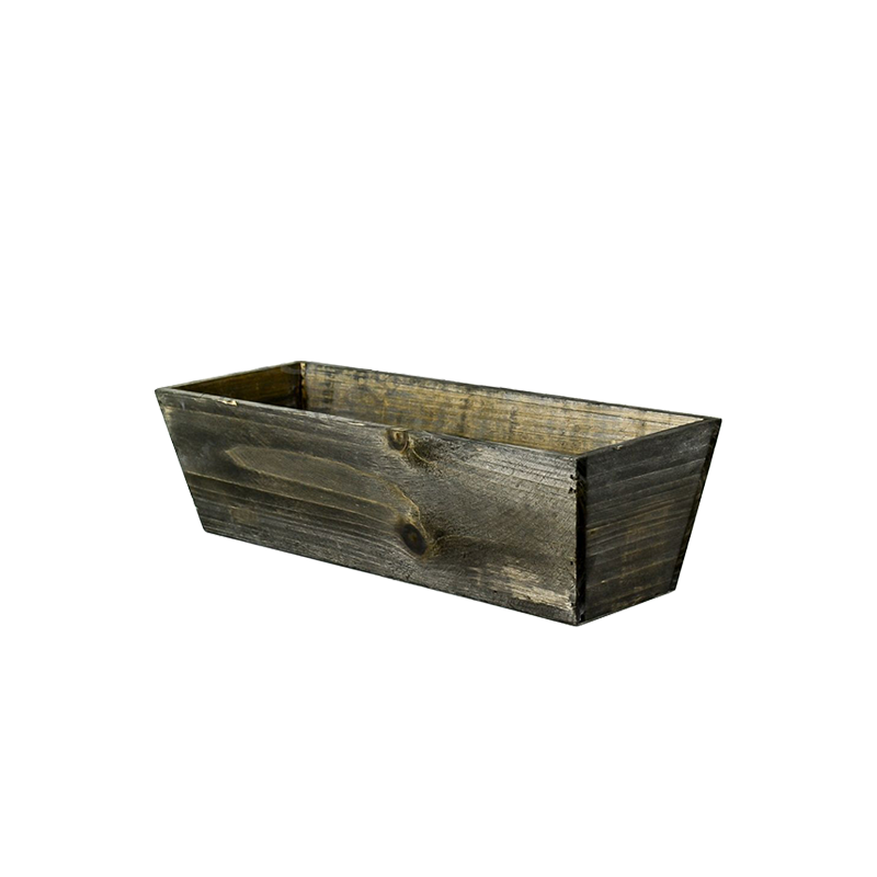 4.2" Tall rectangular tapered brown wood planter