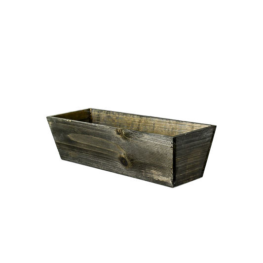 4.2" Tall rectangular tapered brown wood planter