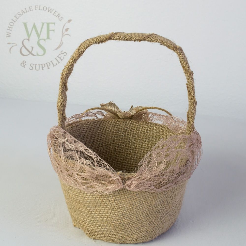 Vintage Burlap Girl Flower Basket