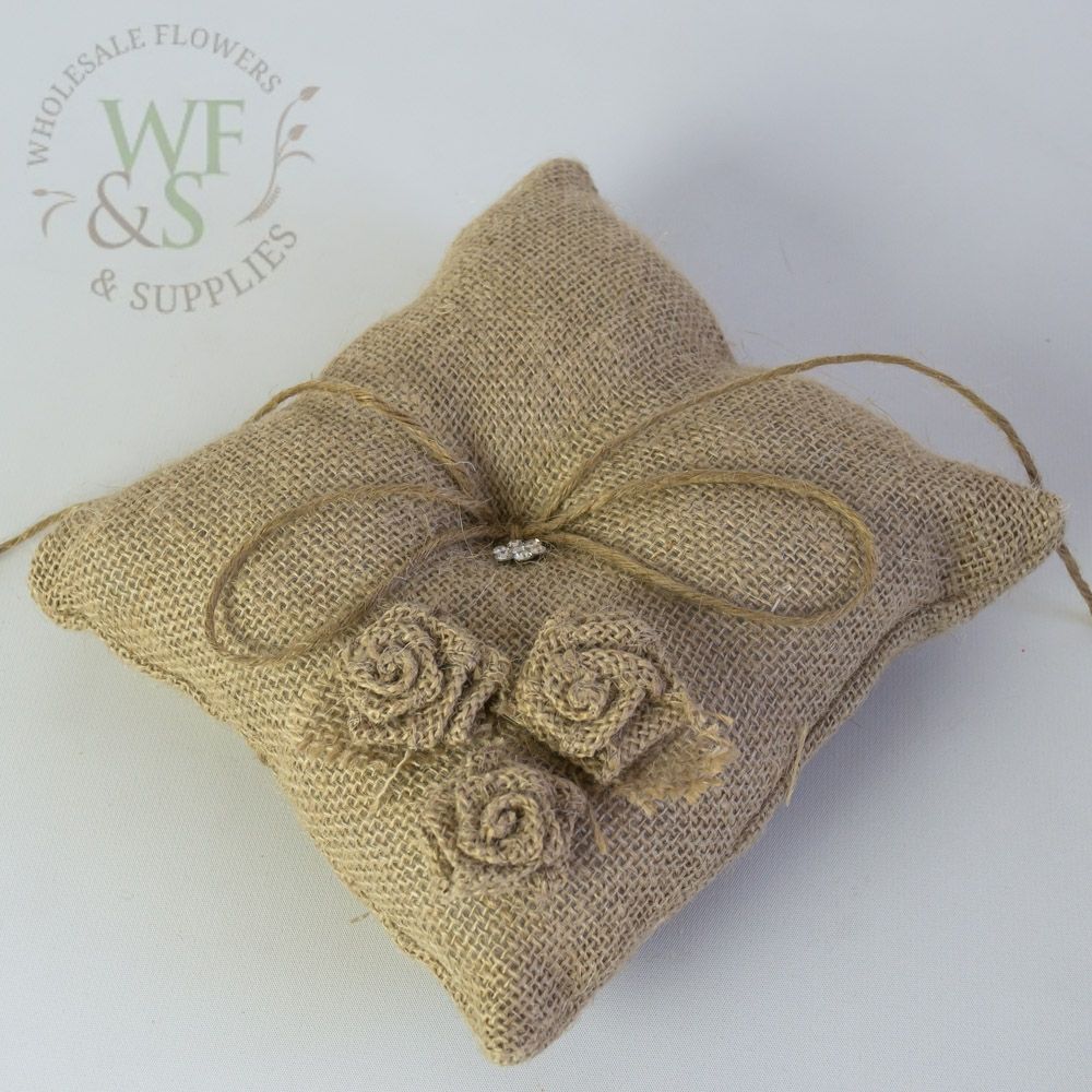 Burlap Ring Bearer Pillow 7"