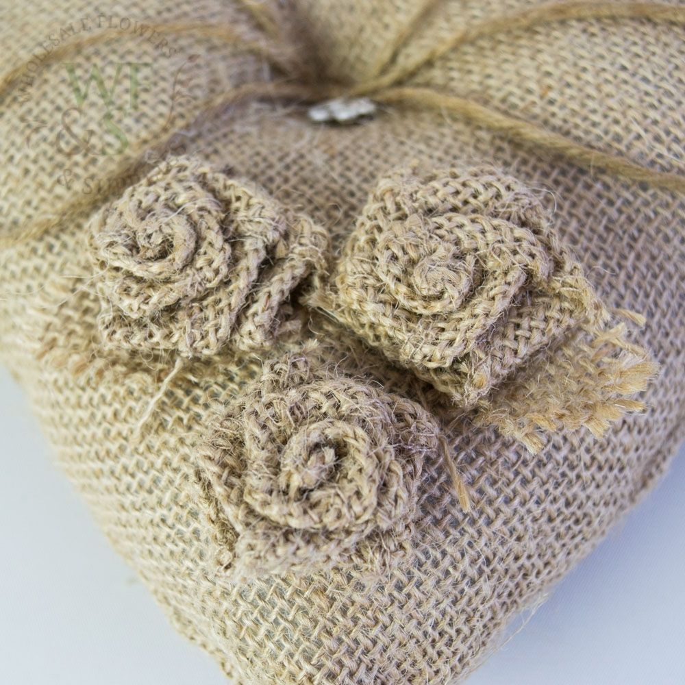 Burlap Ring Bearer Pillow 7"