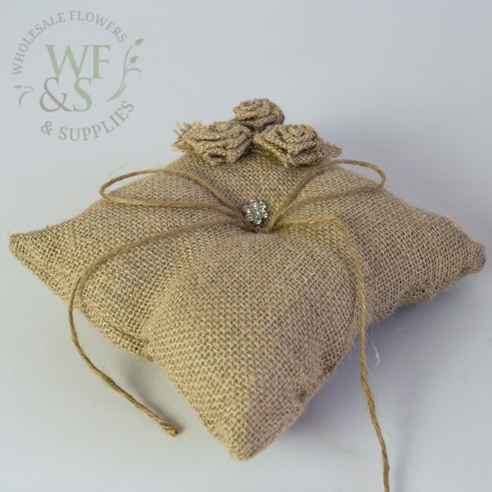 Burlap Ring Bearer Pillow 7"