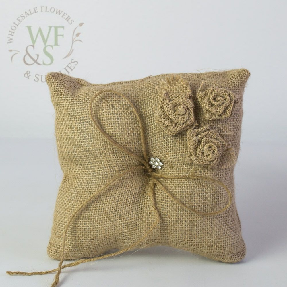 Burlap Ring Bearer Pillow 7"