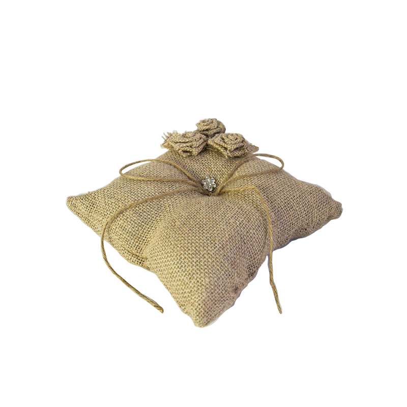 Burlap Ring Bearer Pillow 7"