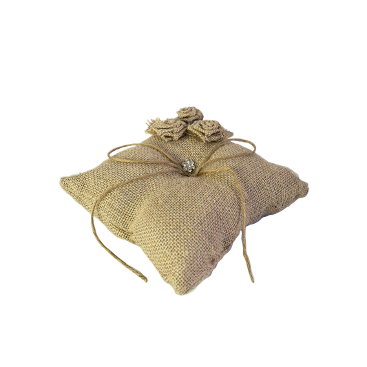 Burlap Ring Bearer Pillow 7"