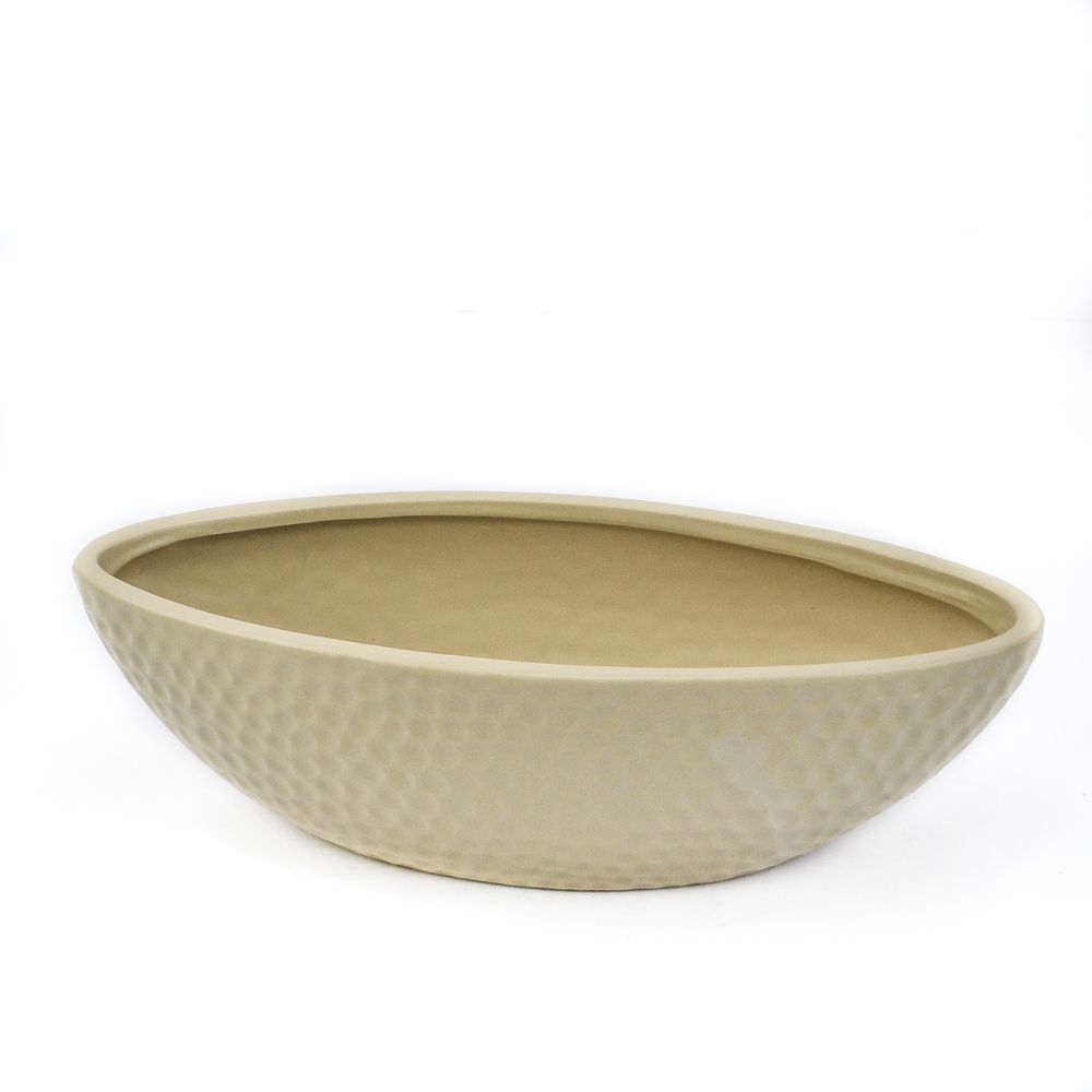 12 inch Dimpled Ceramic Planter - Cream