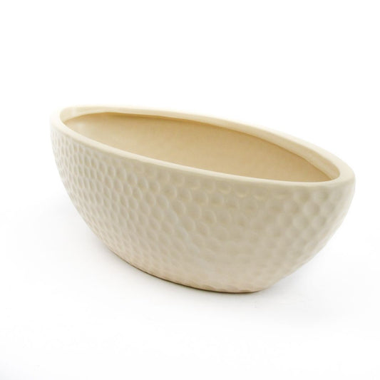 12 inch Dimpled Ceramic Planter - Cream