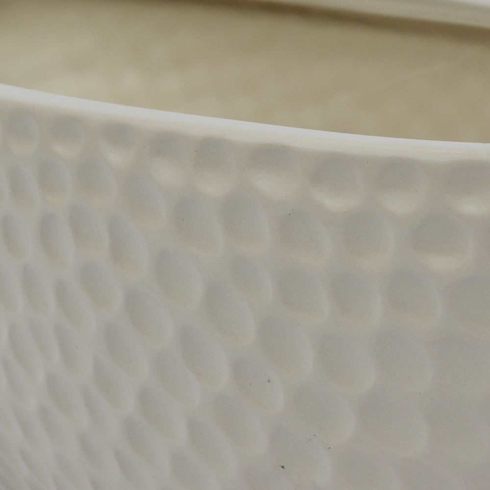 15 inch Dimpled Ceramic Planter - Cream