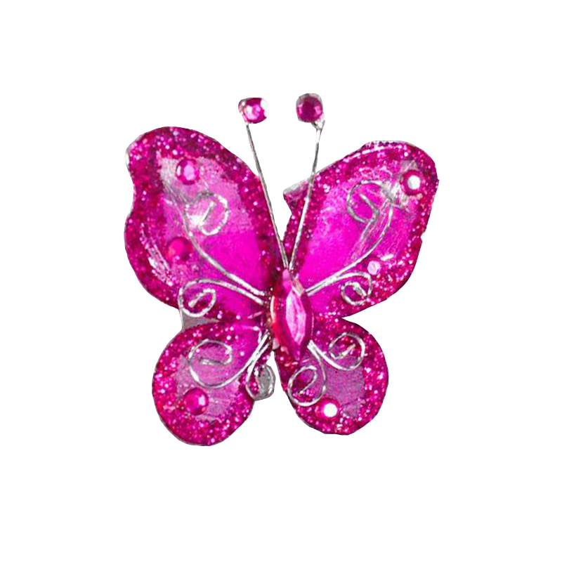 Deco Glitter Butterflies 20-Pack Fuchsia