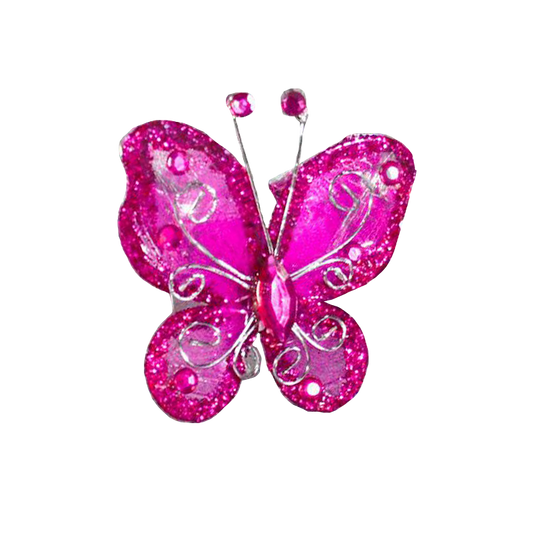 Deco Glitter Butterflies 20-Pack Fuchsia