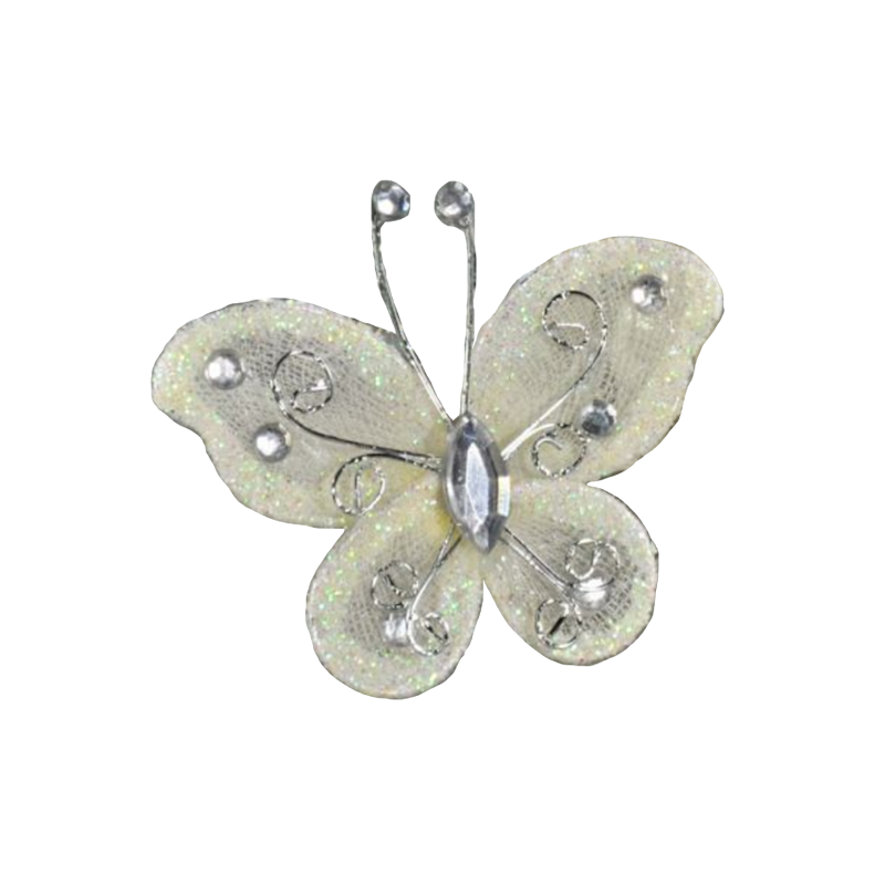 Deco Glitter Butterflies 20-Pack Ivory