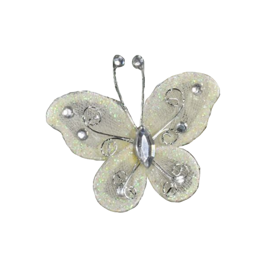 Deco Glitter Butterflies 20-Pack Ivory