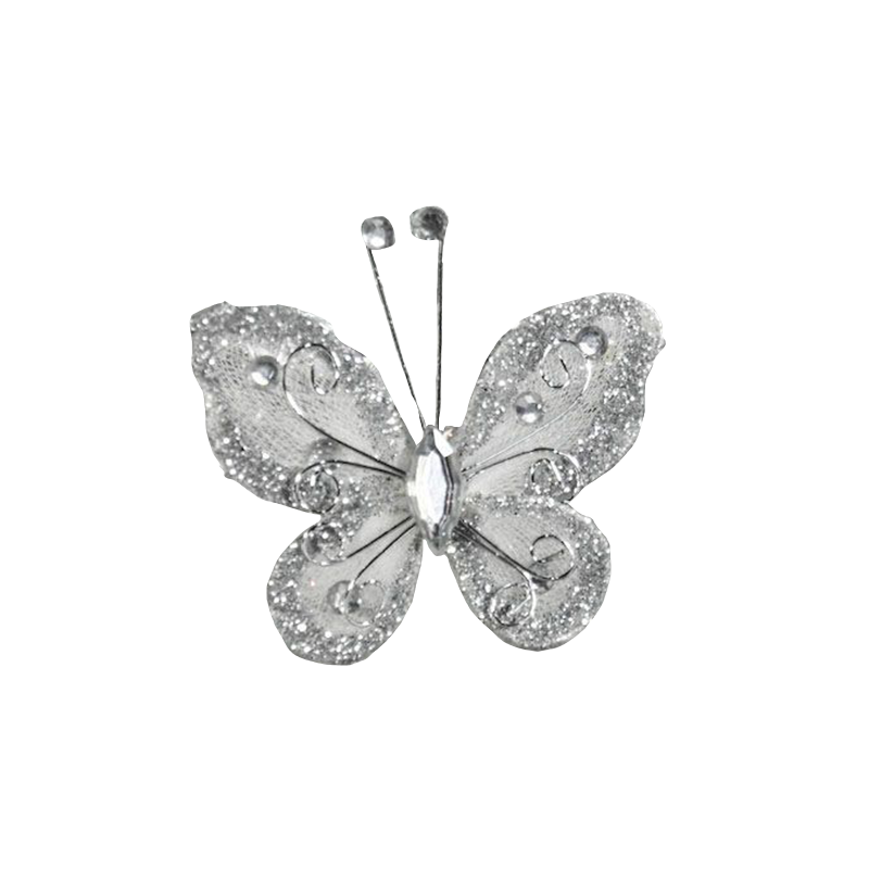 Deco Glitter Butterflies 20-Pack Silver