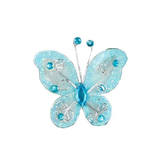 Deco Glitter Butterflies 20-Pack Turquoise
