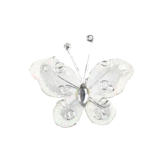 Deco Glitter Butterflies 20-Pack White