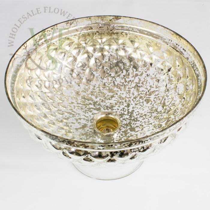 Mercury Glass Plated Pedestal Bowl Large