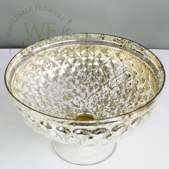 Mercury Glass Plated Pedestal Bowl Large