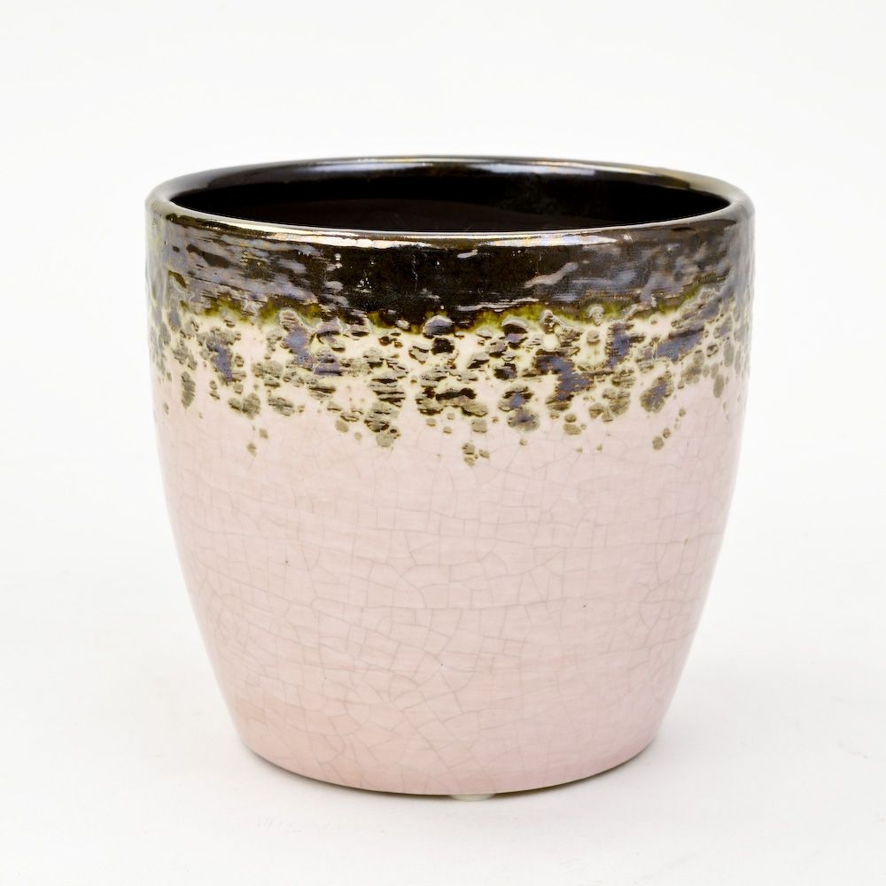 Shabby Chic Ceramic Pot - Electroplate Copper & Pink